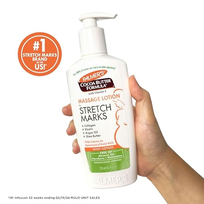 Palmer's Cocoa Butter Formula Massage Lotion For Stretch Marks, Pregnancy Skin Care, Belly Cream with Collagen, Elastin, Argan OIl and Shea Butter, 8.5 Ounces - Image 4